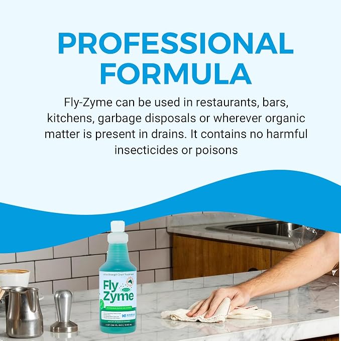 Fly-Zyme, Highly Concentrated Enzyme Drain Cleaner for Pipes, Drain Gel for Fruit Flies, Organic Waste Degrader & Odor Neutralizer, 32 fl oz, Pack of 2