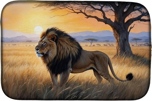 Caroline's Treasures Lions at Dawn Dish Drying Mat Absorbent Dish Drying Mat Pad for Kitchen Counter Dish Drainer Mat for Countertop, 14 x 21", Multicolor