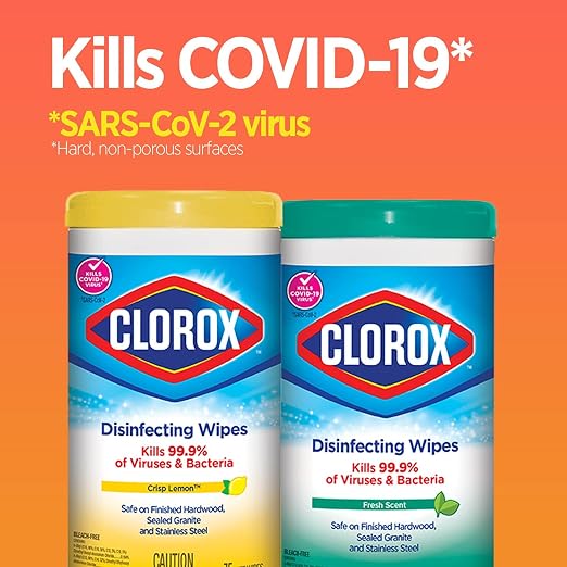 Clorox 01593CT Disinfecting Wipes, 7 x 8, Fresh Scent, 35/Canister (Case of 12)