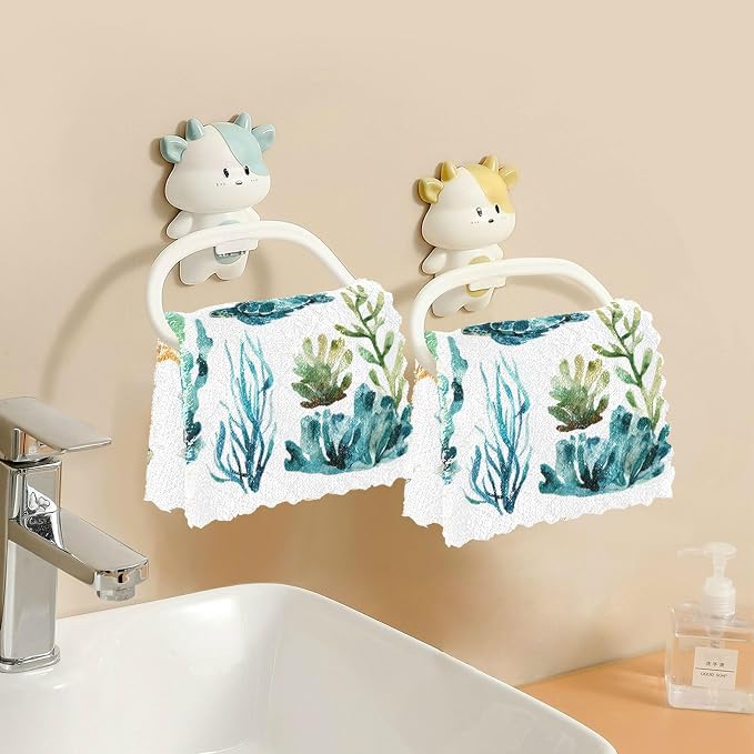 Underwater Turtle Fish Plant Kitchen Towels Dish Cloths Set of 6 Microfiber Cleaning Cloths for Cars Super Absorbent Machine