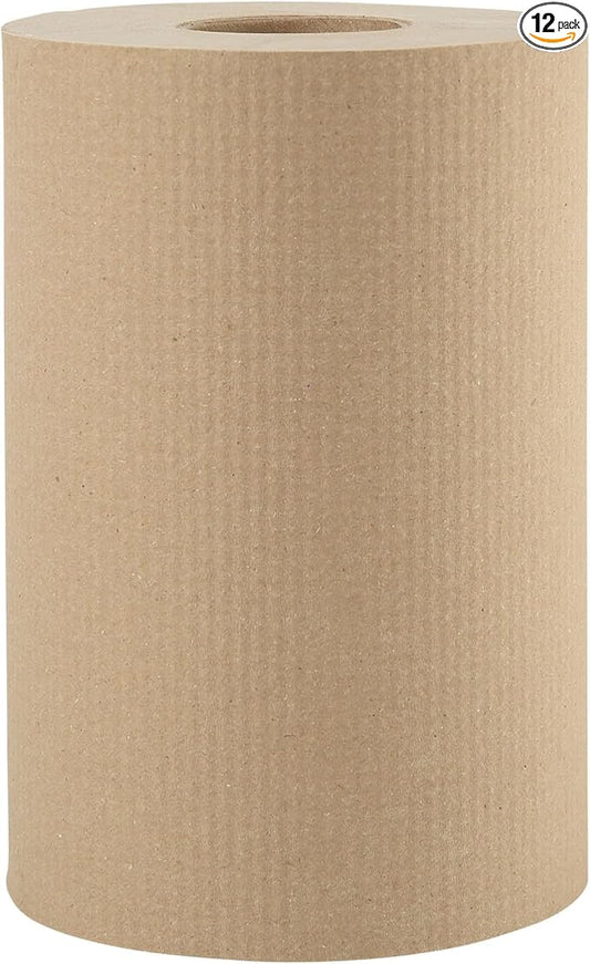 Boardwalk BWK6252 Hardwound Paper Towels, 8" x 350ft, 1-Ply Natural (Case of 12 Rolls)