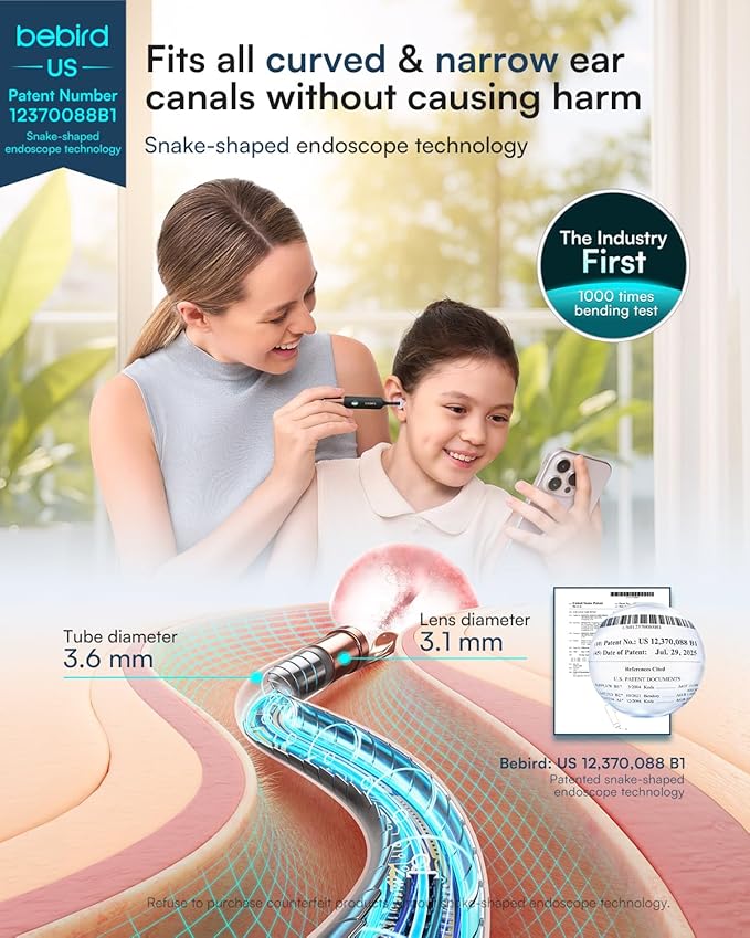 Bebird Earsight Ultra Ear Wax Removal Kit,2K HD Visual Ear Cleaner with Camera,FSA/HSA Eligible Flexible Ear Camera with 90-Minute Battery & Enhanced Light,Ear Cleaning Tool for Adults & Kids
