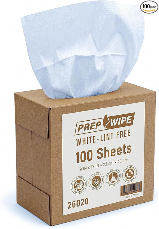Lint Free Cleaning Towels, Heavy Duty Cleaning Cloths, Lint Free Wipes, Cleaning Cloths for House & Industrial Use, Disposable Cleaning Rags, Pack of 100 Sheets 9" x 17" (White) 26020