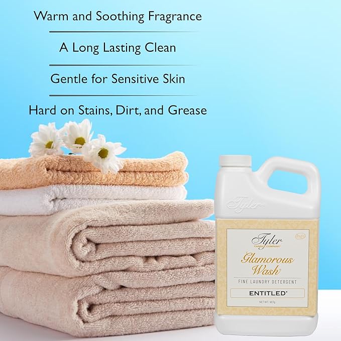Tyler Glamorous Wash Entitled Fine Laundry Detergent with a Lumintrail Stain Remover Pen and Dryer Sachets - Liquid Detergent Designed for Clothing - Hand and Machine Washable - 32oz (Entitled)