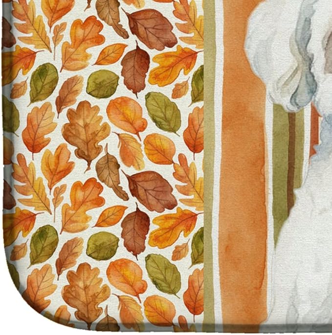 Caroline's Treasures Bichon Frise Heirloom Fall Dish Drying Mat Absorbent Dish Drying Mat Pad for Kitchen Counter Dish Drainer Mat for Countertop, 14 x 21", Multicolor
