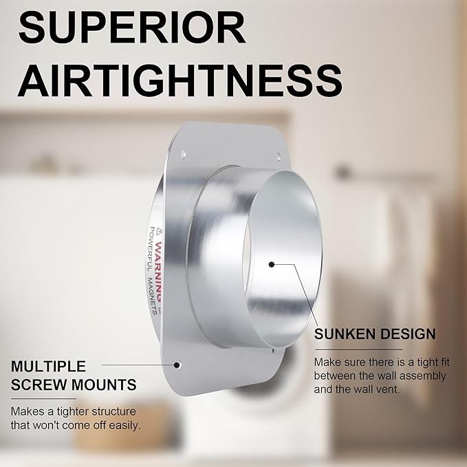 Magnetic Dryer Vent Coupling DV180 Dryer Vent Hose Magnetic Connector Kit-Quick Connection and Disconnection Strong Magnet Self-Alignment Airtight Seal Easy to Clean Included a 3ft 4" Duct & 2 Clamps