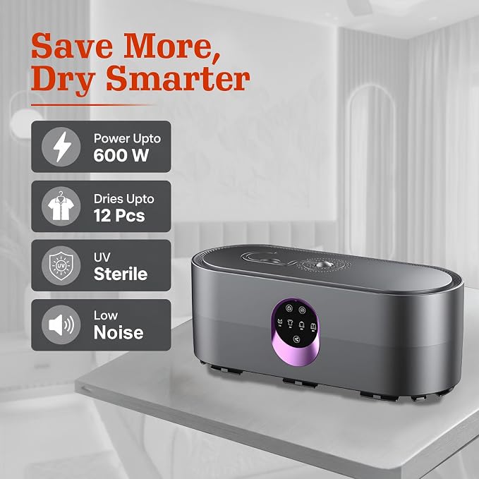 Portable Clothes Dryer, Folding Travel Dryer for Up to 12 Clothes | Includes Portable dryer for clothes, remote control, compact foldable design, ideal for apartments RV hotels & travel