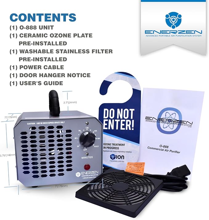 Enerzen O-888 Industrial Ozone Generator 70,000 mg/h - O3 Machine Air Ionizer Odor Remover Eliminator for Rooms, Smoke, Cars, and Pets