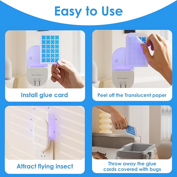 24 Pack Magnetism Glue Cards TIENBE Indoor Plug-in Fly Trap Refill Pack for TIENBE Indoor Fly Trap