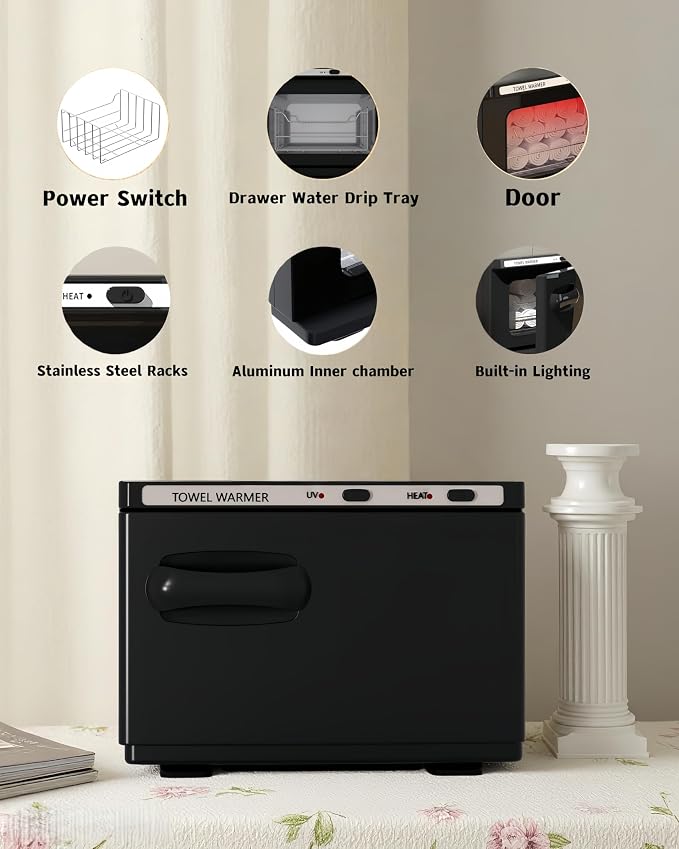 Towel Warmer, Hot Towel Warmers Spa, 8L Professional Mini Towel Warmer, Towel Warmer for Facials. (Black)