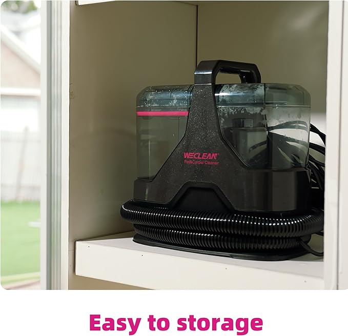 Portable Carpet Cleaner，18kPa Handheld Spot Cleaner for Upholstery and Car Interior，Cordless Pet Stain Remover with 500ml Tank，Lightweight for Sofa，Couch，Stairs，Mattress，Black and Pink