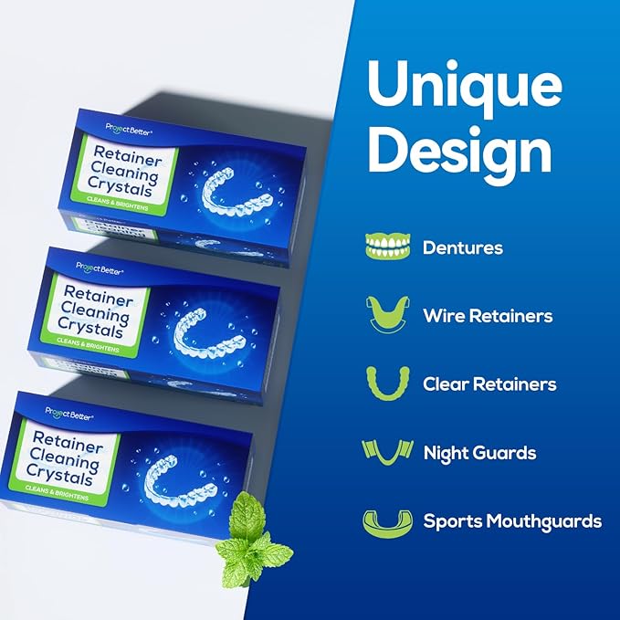Cleaning Crystals for Clear Dentures and Retainers, (60 Packets)