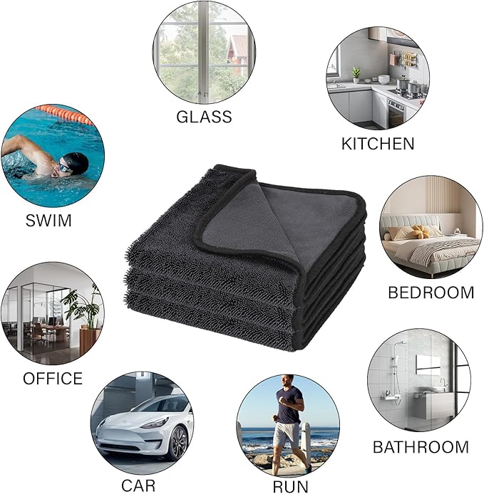 Shiny Cleaning Wipes Cloths, 6Pack Shiny Cleaning Towels, Shower Doors Drying Towels,Car Detailing Cloths Streak Free Glass Window Car Mirror Super Absorben Microfiber Shiny Cleaning Cloths (1L+2M+3S)