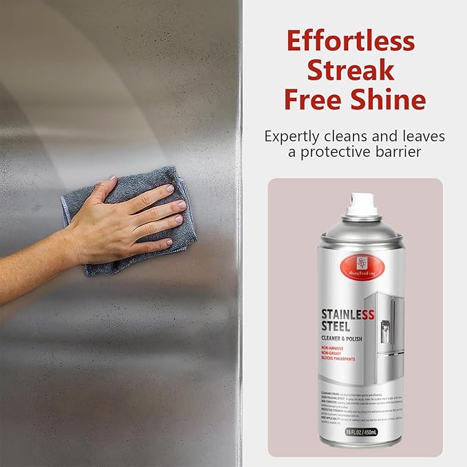 Stainless Steel Cleaner & Polish - Quick Shine, Streak-Free Formula - Safe for Appliances, Cookware, Sinks - Restores Shine - Eco-Friendly (17oz)