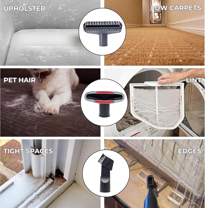 Universal 1.25 Inch (32MM) Vacuum Brush Attachments plus Extension Tubes & Adapter Kit for Small Shop Vacs Hose 1-1/4'' - Vacuum Extension Wand & Accessories for Small Shop Vac