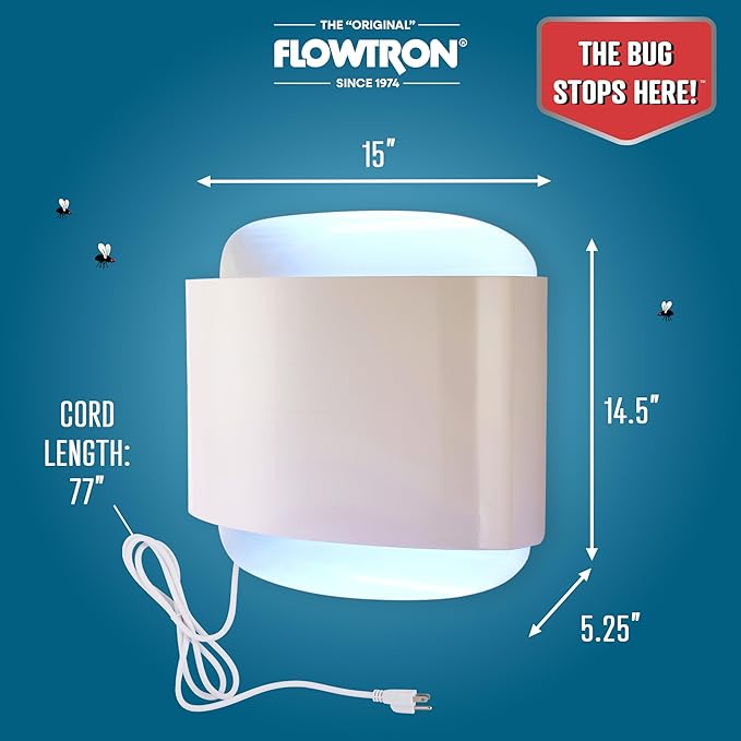 Flowtron Fly Trap Indoor Wall Sconce | Electric Insect Killer for Flies & Gnats with Dual Lure Method 40W UV Light & Pheromone Attractant | Sticky Strips, 600 Sq Ft for House & Kitchen