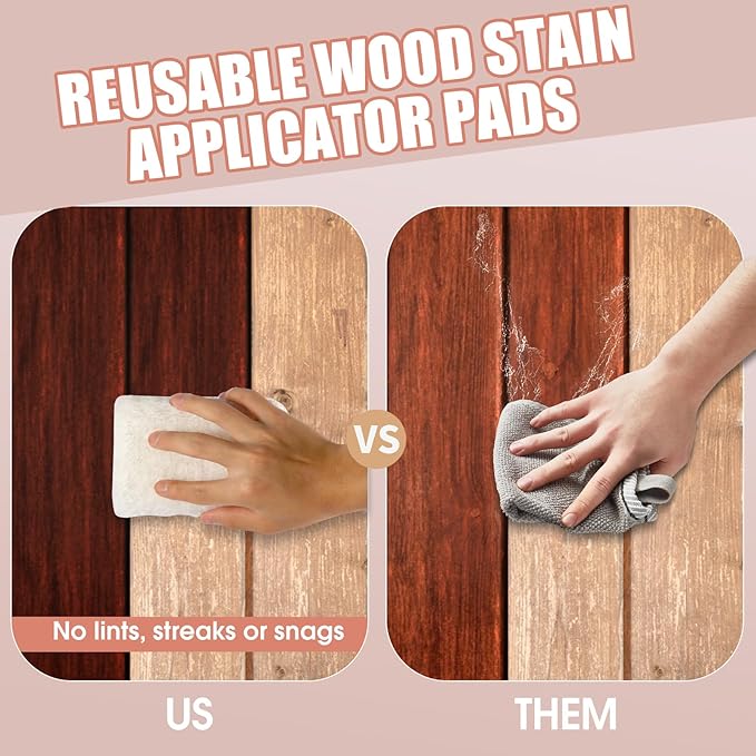 9 Pack Wood Stain Applicator Pads, Lint, Snag Free Applicator Pads,for Wood Stain and Oil Based Finishes Cleaning,Reusable Applicator, Staining Pads Set