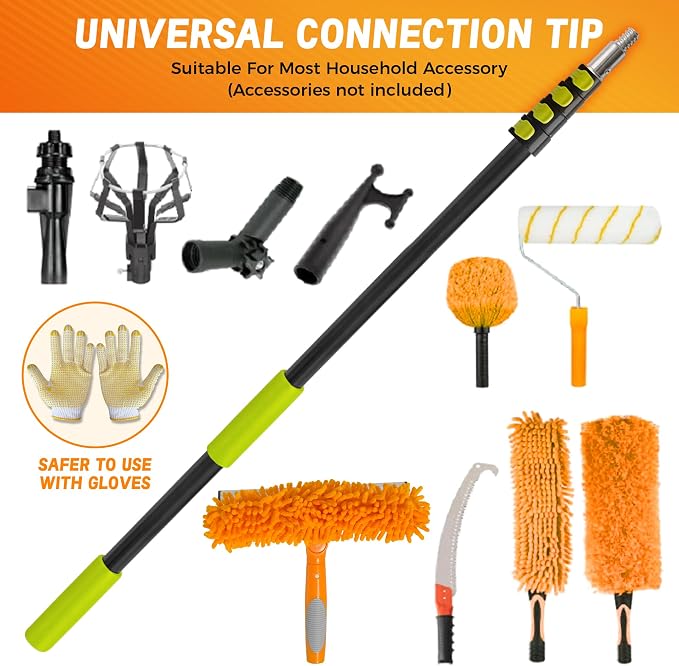 20 Feet High Reach Window Squeegee with 5-20Ft Extension Pole, Window Cleaner Tool with 5-Stage Telescoping Pole, Window Cleaning Kit with Rotatable Head