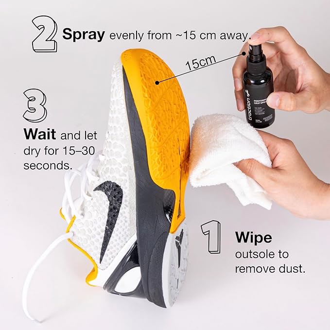 Traction+ Premium Shoe Grip Spray – Trusted by Collegiate & Pro Athletes | Restores Squeaky Court Traction | Natural, Odorless Anti-Slip Spray for Basketball, Volleyball & Pickleball