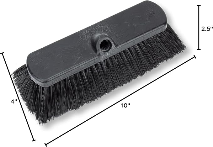 SPARTA 41278EC03 Flo-Thru Plastic Wall Scrub Brush, Equipment Brush With Soft Nylex Bristles For Industrial Kitchens, Hospitals, Commercial Cleaning, 4 Inches, Black, (Pack of 12)