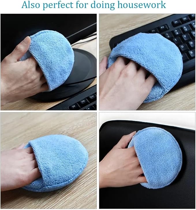 Car Polishing Waxing Sponges Pad 5 Inch 125mm Microfiber Round Motorcycle Auto Wax Applicator Polish Foam Sponges Cleaning Tools(Blue 5Pcs)