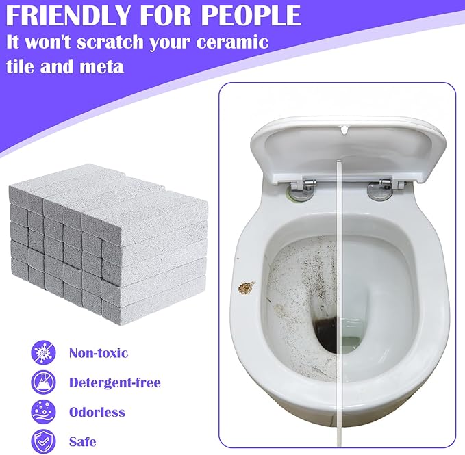 50 Pack Pumice Stone for Cleaning - Bulk Pumice Stone Toilet Bowl Cleaner, Natural Scouring Pads for Hard Water Stains, Rust & Grime Removal on Porcelain, Tile, Grill & Pool Surfaces