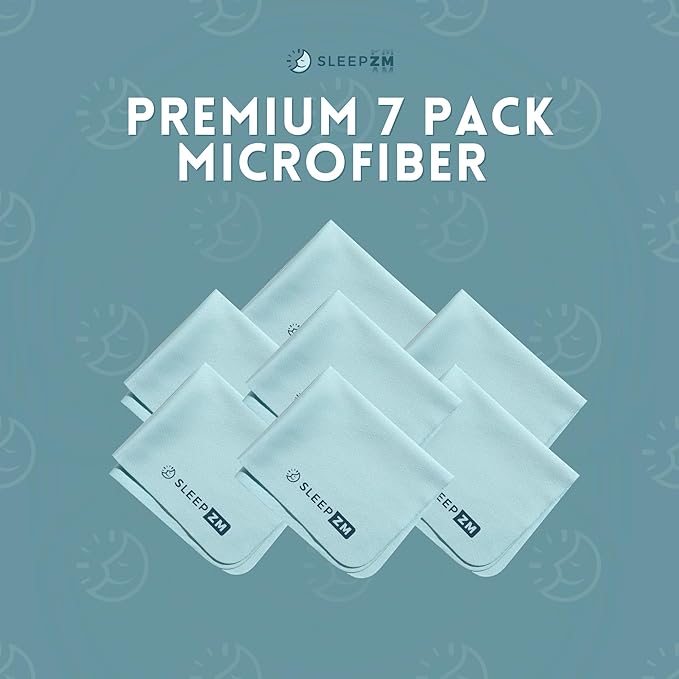 Sleep ZM 7 Pack Special Blue Light Glasses Microfiber Cleaning Cloths - Safe and Effective Cleans Lenses, Screens, Cameras, Eyeglasses, Cell Phone, LCD TV Screens and More (6X7)