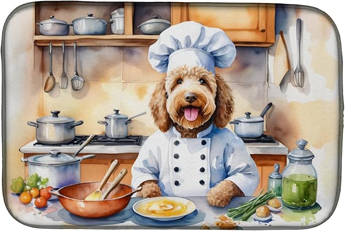Caroline's Treasures DAC6280DDM Labradoodle The Chef Dish Drying Mat Absorbent Dish Drying Mat Pad for Kitchen Counter Dish Drainer Mat for Countertop, 14 x 21", Multicolor