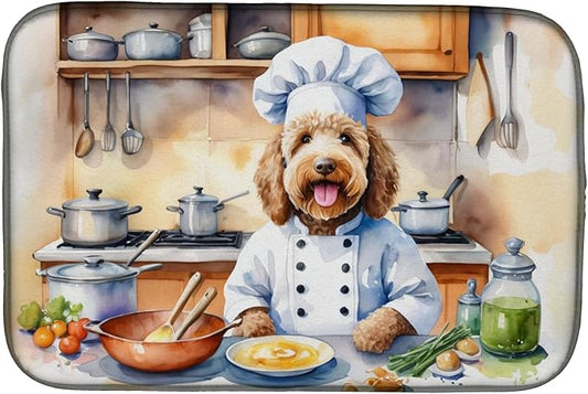 Caroline's Treasures DAC6280DDM Labradoodle The Chef Dish Drying Mat Absorbent Dish Drying Mat Pad for Kitchen Counter Dish Drainer Mat for Countertop, 14 x 21", Multicolor