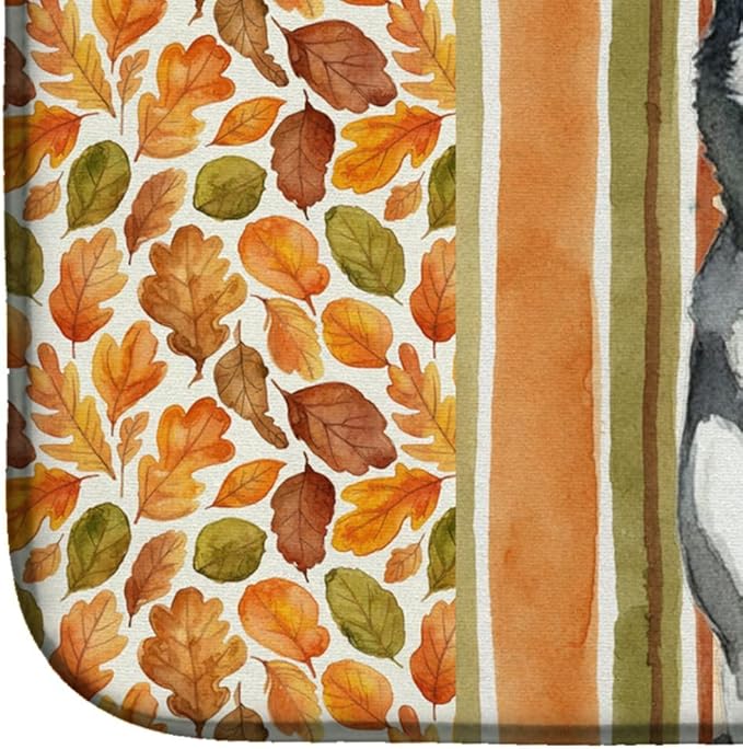 Caroline's Treasures Siberian Husky Heirloom Fall Dish Drying Mat Absorbent Dish Drying Mat Pad for Kitchen Counter Dish Drainer Mat for Countertop, 14 x 21", Multicolor