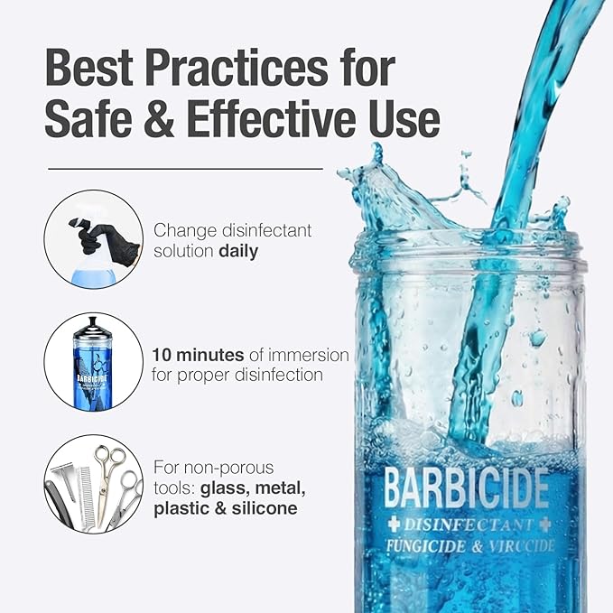 BARBICIDE Disinfectant Concentrate – Pint 16 Fl Oz (2 Pack) | EPA-Registered, Hospital-Grade Germicide for Salons & Barbershops | Anti-Rust Solution for Shears, Combs & Professional Tools