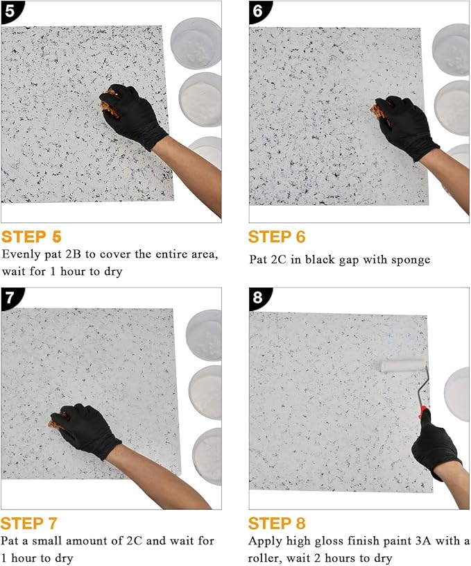 GLAINTE Granite Countertop Paint Kit - White Diamond Counter Top Refinishing Kit for Kitchen Bathroom