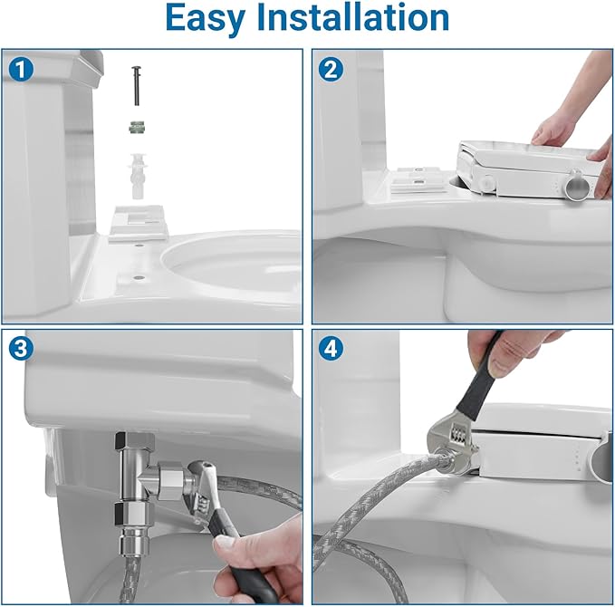 Bidet Seat for Elongated Toilet, Non-Electric Bidet Attachment with Self-Cleaning Nozzle, White PP Material Cold Water Toilet Seat Bidet, Adjustable Water Pressure, Easy Manual Operation for Bathroom