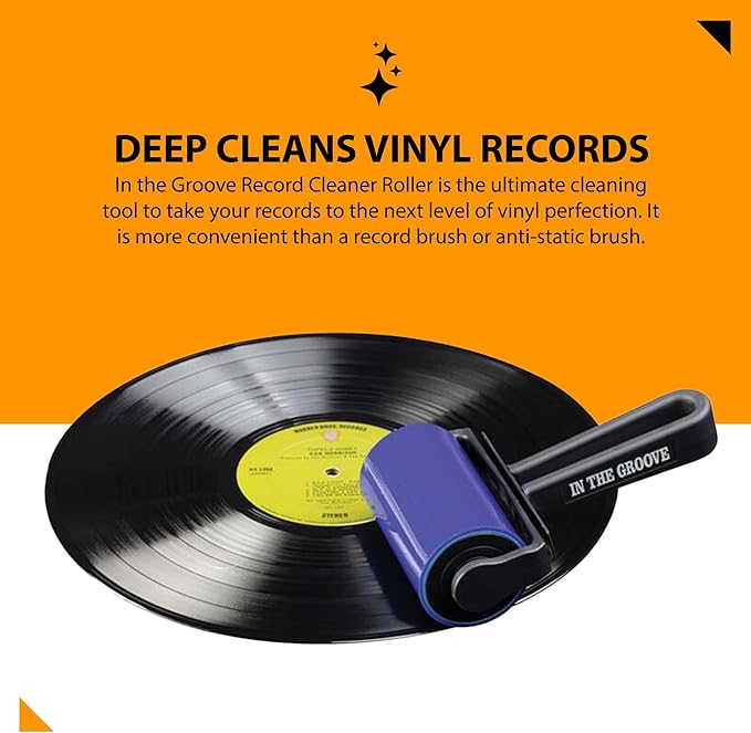 Screen Cleaner In The Groove Vinyl Roller - Quick Cleaning Vinyl Records or LP Surfaces from Dust - No Need for Spray or Wipes - Liquid Free iPad Screen Cleaner - Washable & Reusable