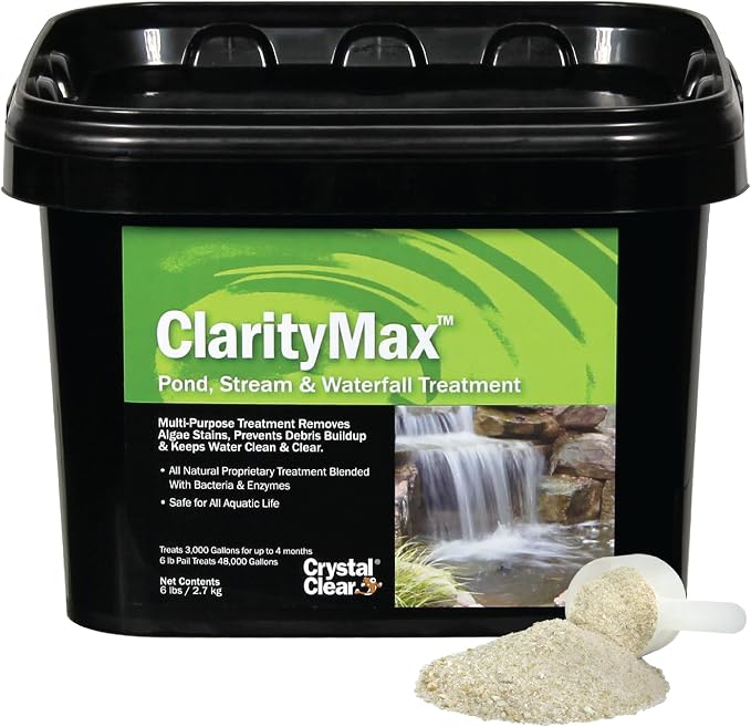 CrystalClear ClarityMax Pond Clarifier, All-in-One Natural Treatment, 6 LB | Beneficial microbes and enzymes provide max clarity, remove algae stains, and keep water gardens koi fish & pet safe