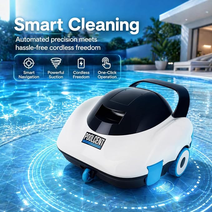 Robotic Pool Cleaner, Cordless Pool Vacuum with 19 GPM Powerful Suction, 2H Runtime and 3H Fast Charging, Dual Filters, Self-Parking, for Above Ground& In Ground Pools Up to 870 sq.ft