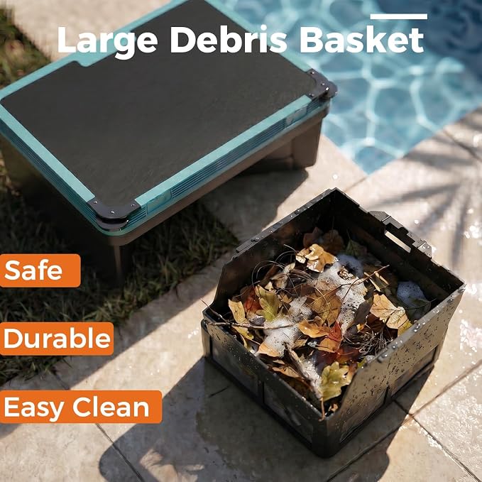 Pool Skimmer Robot,Over-Ground Robotic Pool Cleaner,Solar Powered Pool Vacuum,24H/7D Continuous Cleaning, 180-um, 3L Basket,APP Support