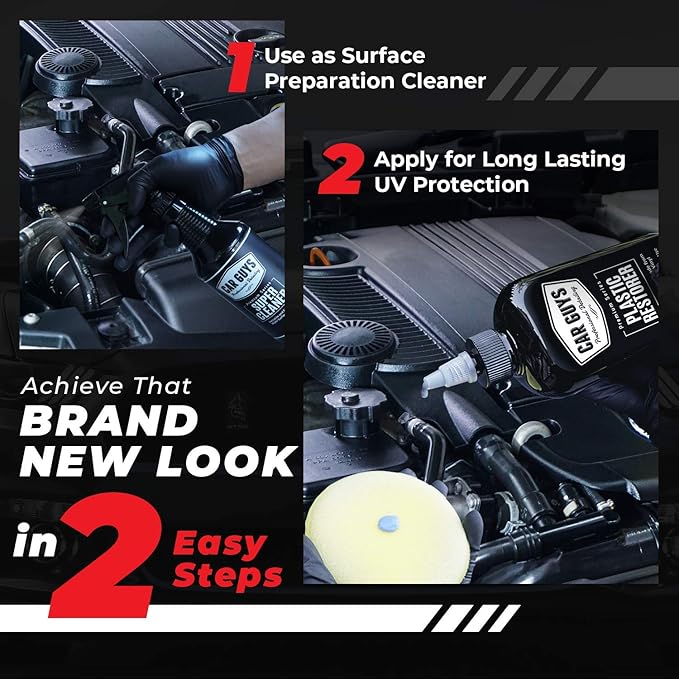 CarGuys Car Detailing Kit | Super Cleaner 18 Oz & Plastic Restorer 8 Oz: Works Best to Clean, Restore and Protect UV Faded Interior or Exterior Vinyl, Rubber, Trim, Tires, Dashboards, and Much More!