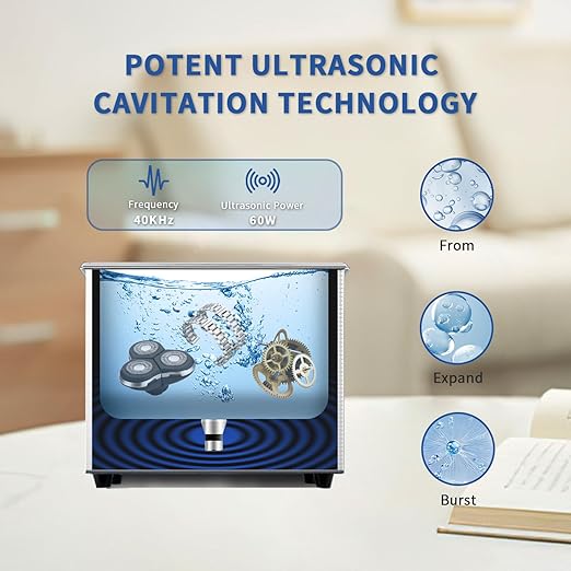 DK SONIC Ultrasonic Cleaner,1.5L 60W Stainless Steel Ultrasonic Jewelry Cleaner with Cleaning Basket,Mechanical Timer,Sonic Cleaner for Cleaning Jewelry,Eyeglasses,Coins