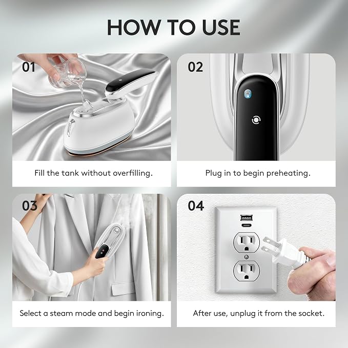 Travel Steamer for Clothes – 2026 Upgrade #1! 1300W Power 【160mL Tank & 10s Heat-Up】, 110-240V, 180° Rotating Handle, 6 Modes Ultra-Slim LCD Display – Perfect for Home & World Travel.