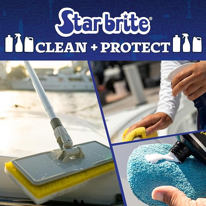 STAR BRITE Teak Cleaner & Brightener Gel Spray - 32 OZ - Vertical Surface Stick Formula - Prepares Wood for Oil & Finishes