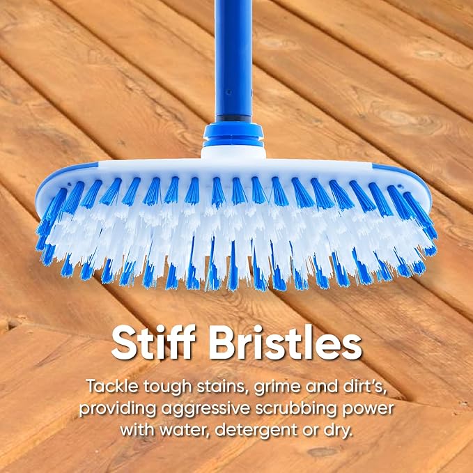 Superio Deck Scrub Brush Head Heavy Duty Stiff Bristles Replacement, Brush Refill with Scraper - Cleans Hot Tub, Swimming Pool, Granite Tiles, Bathroom, Patio, Kitchen, Wall, and Deck