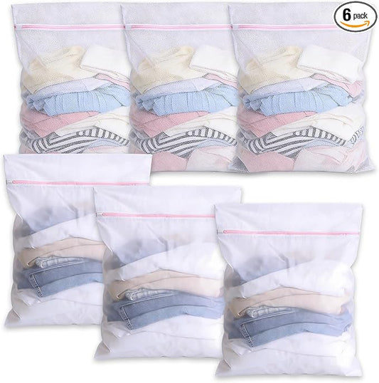 Extra Large Mesh Laundry Bags Washing Bag 6Pack Delicates Bag and Zipper Laundry Bag Jumbo for Washing Machine Large Mesh Bags for Blankets, Bedding, Coats, Toys (6PCS-XXXL)