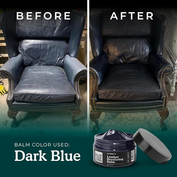 Clyde's™ Leather Company Leather Recoloring Balm – Color Restore & Scratch Repair Kit for Faded Leather Furniture, Car Seats, Sofa & Vinyl | 23 Colors | Non-Toxic Dye