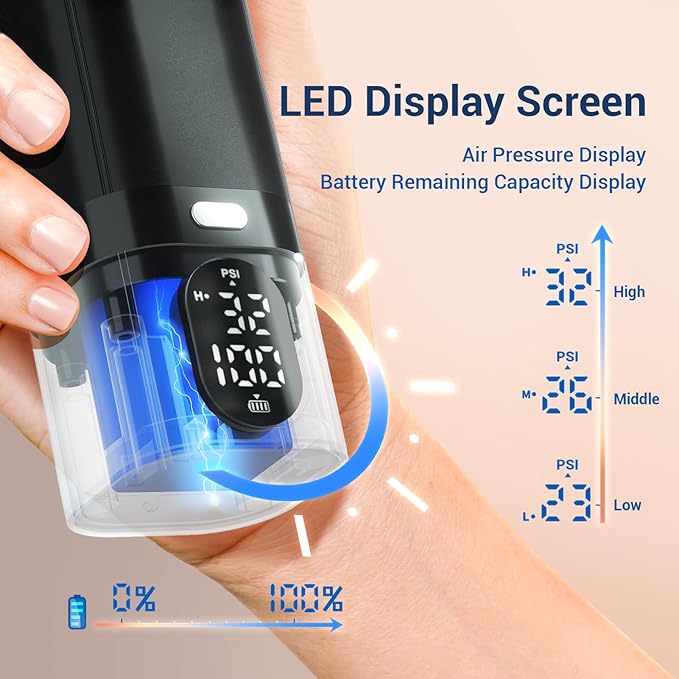 imyyds Airbrush Kit with Compressor, 32 PSI Cordless Air Brush Kit with Air Compressor, LED Display Single-action Airbrush Compressor,Pressure Adjustable Portable Airbrush Kit for Nails,Painting,Model