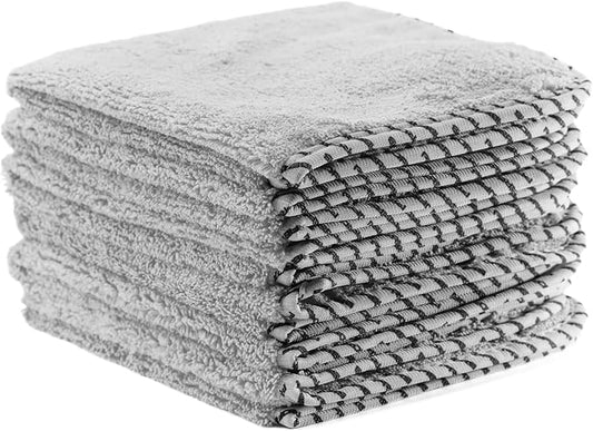 All-Purpose Microfiber Towels (6 Pack) – Flipside 420 GSM, 16x16, 70/30 Blend, Long/Short Pile, Scratch-Free for Auto Car Detailing (Grey)