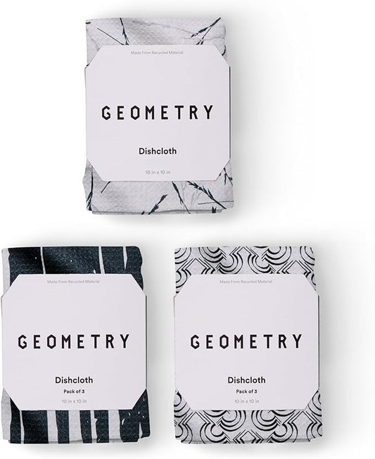 GEOMETRY Kitchen Dish Cloths - Quick Dry Dishcloths for Kitchen - Premium Dish Rags with Geoweave - 3-Pack Set Night Reeds