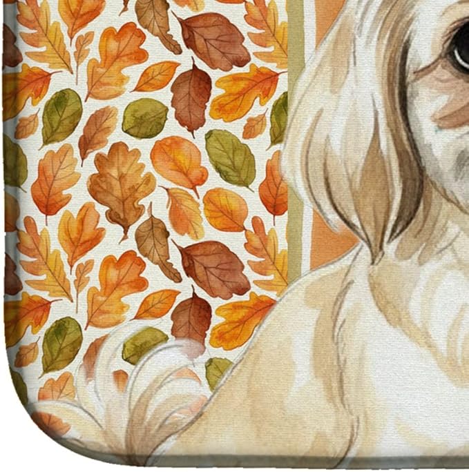 Caroline's Treasures Cream Pekingese Heirloom Fall Dish Drying Mat Absorbent Dish Drying Mat Pad for Kitchen Counter Dish Drainer Mat for Countertop, 14 x 21", Multicolor