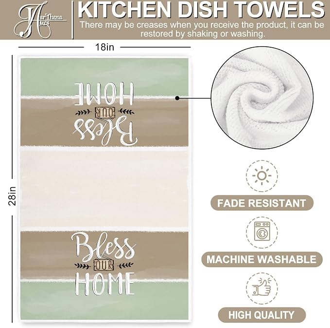 JarThenaAMCS 6 pcs Farmhouse Kitchen Towel Eucalyptus Leaves Truck Sweet Home Dish Towels 18 x 28 Inch Hand Drying Tea Towel for Cooking Baking Cleaning