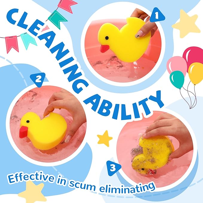Irenare 30 Pieces Oil Absorbing Sponge Swimming Pool and Spa Scum Absorbing Hot Tub Accessories Hot Tub Cleaning Kit to Collect Scum, Grime and Oil from Hot Tub, Swimming Pool and Spa (Duck)